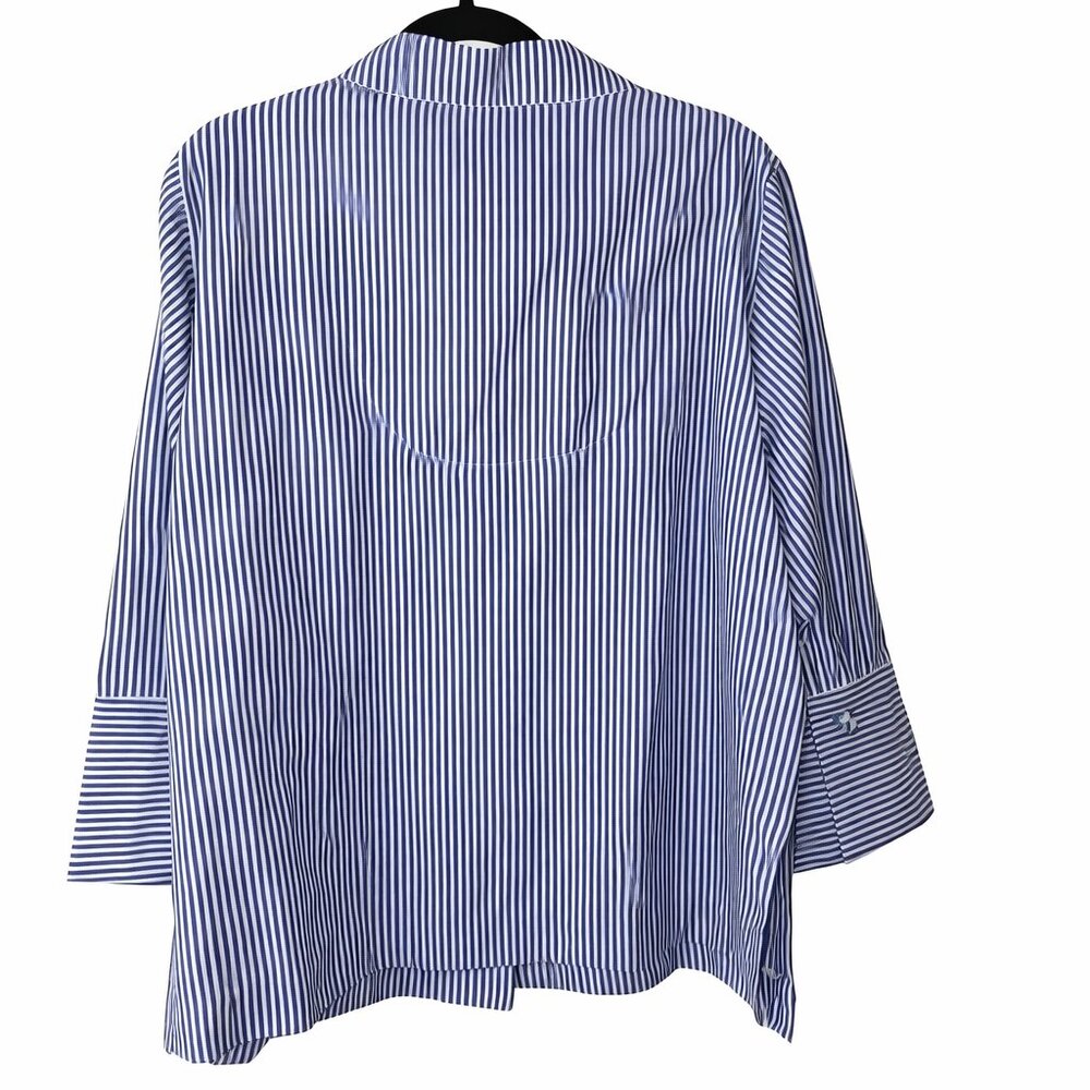 Gretchen Scott Forget Me Knot Stripe Top Mandarin Collar Knot Buttons XXL 16 - Picture 3 of 4